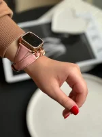 بند اپل واچ چرم کارتیر سانتوس همراه با گارد نگین دار