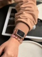 بند اپل واچ چرم کارتیر سانتوس همراه با گارد نگین دار