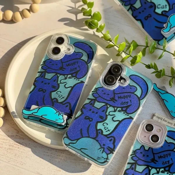 قاب Happy Blue Cat بدون‌ استند