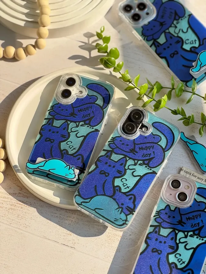 1a3490 قاب Happy Blue Cat بدون استند