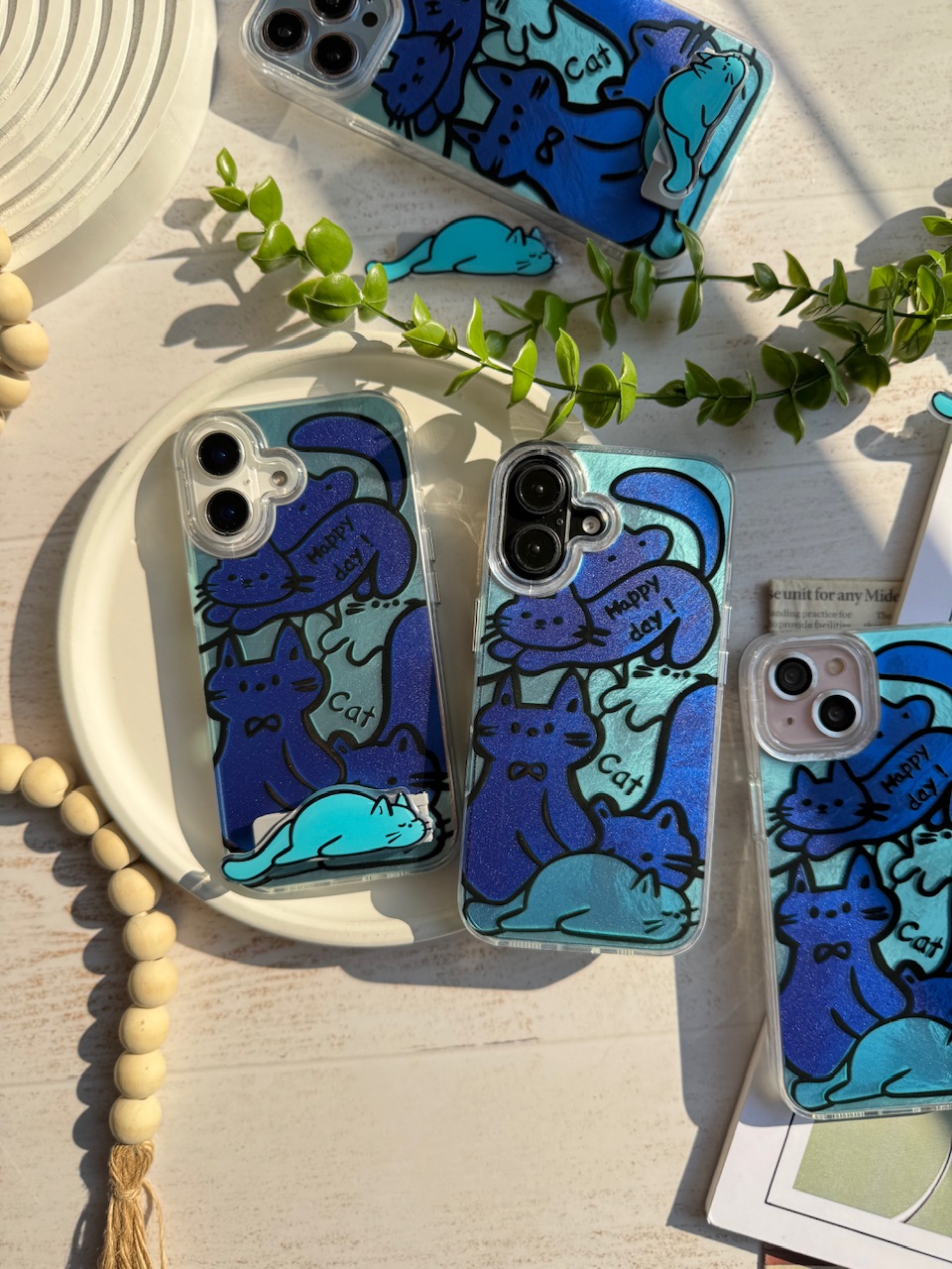 قاب Happy Blue Cat بدون استند (کدC1895) - تصویر 3