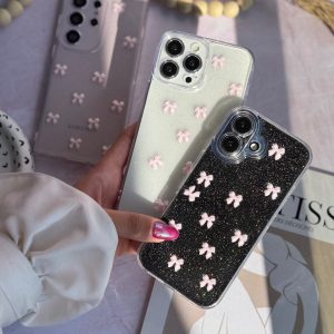 قاب پاپیون صورتی شاین آیفون ، سامسونگ ، شیائومی (کدC2059)