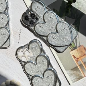 قاب قلبی اکلیلی پاپیونی نگین برجسته (کدC1823)