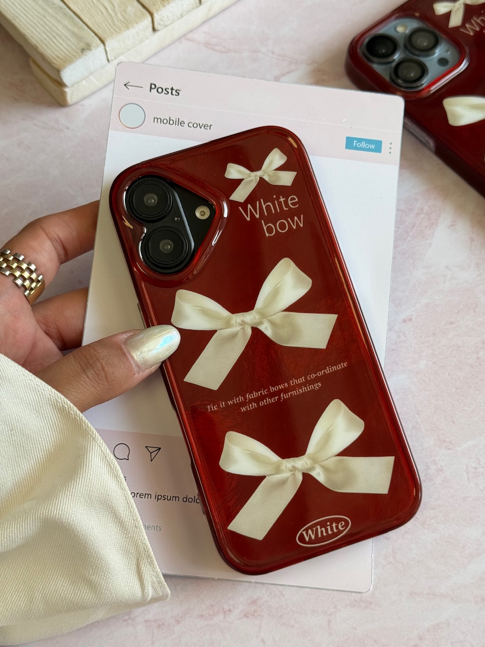 قاب چری white bow آیفون (کدC2095)