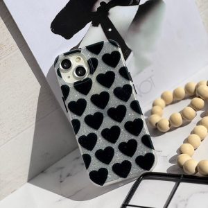 قاب قلب مشکی شاینی (کدC1843)