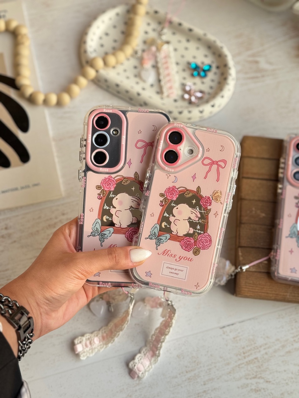 قاب خرگوش Miss You با بند ست (کدC1929) - تصویر 4