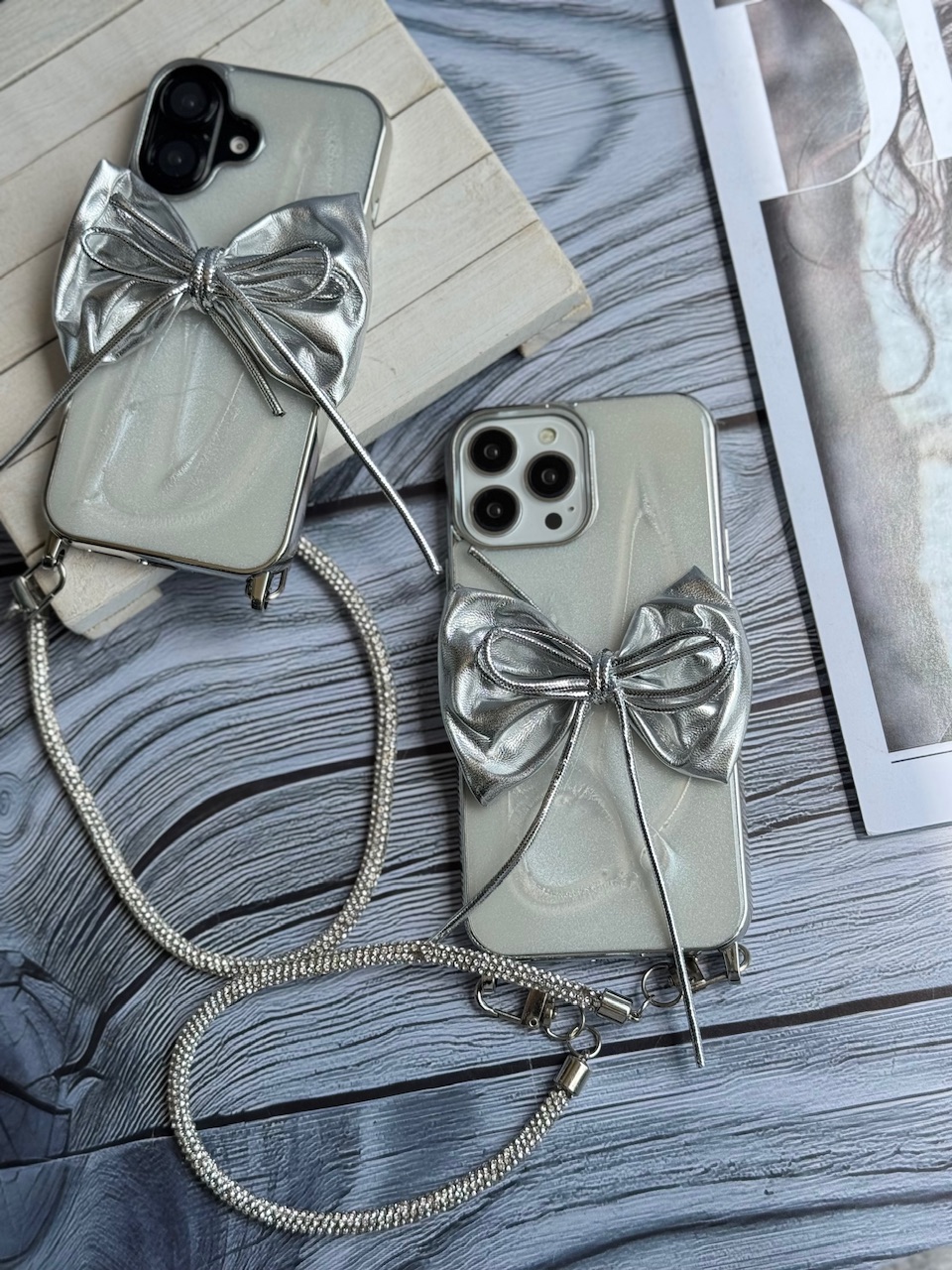 قاب پاپیون نقره ای با بند ژلاتینی (کدC2003) - تصویر 2