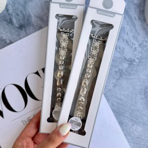 بند اپل واچ استیل پروانه نگین painted lady (کدw5062)