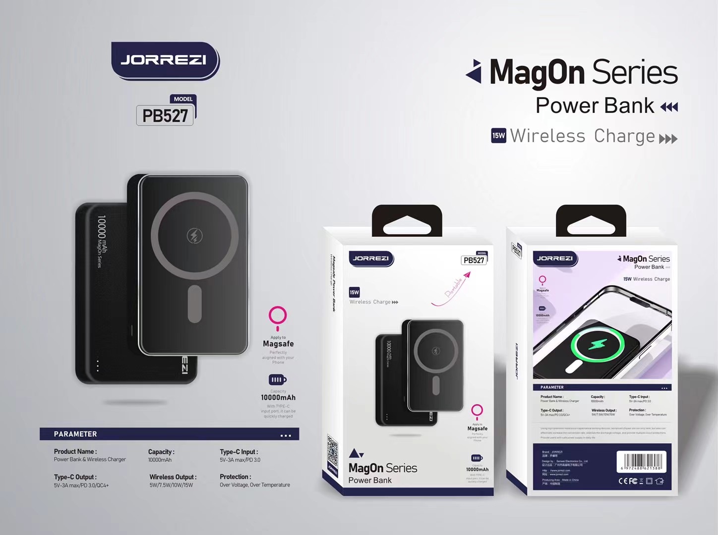 پاور بانک 10 هزار MagOn Series برند JORREZI (کدB9016) - تصویر 5