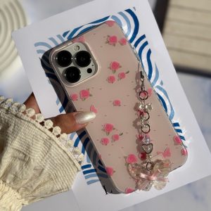 قاب Pink Flower Butterfly با آویز (کدC2116)