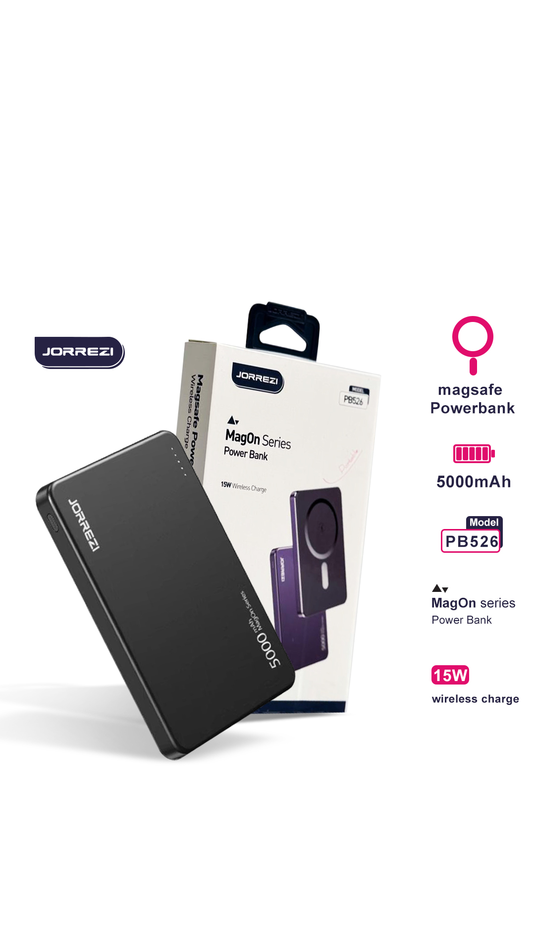 پاور بانک 5 هزار MagOn Series برند JORREZI (کدB9017) - تصویر 3