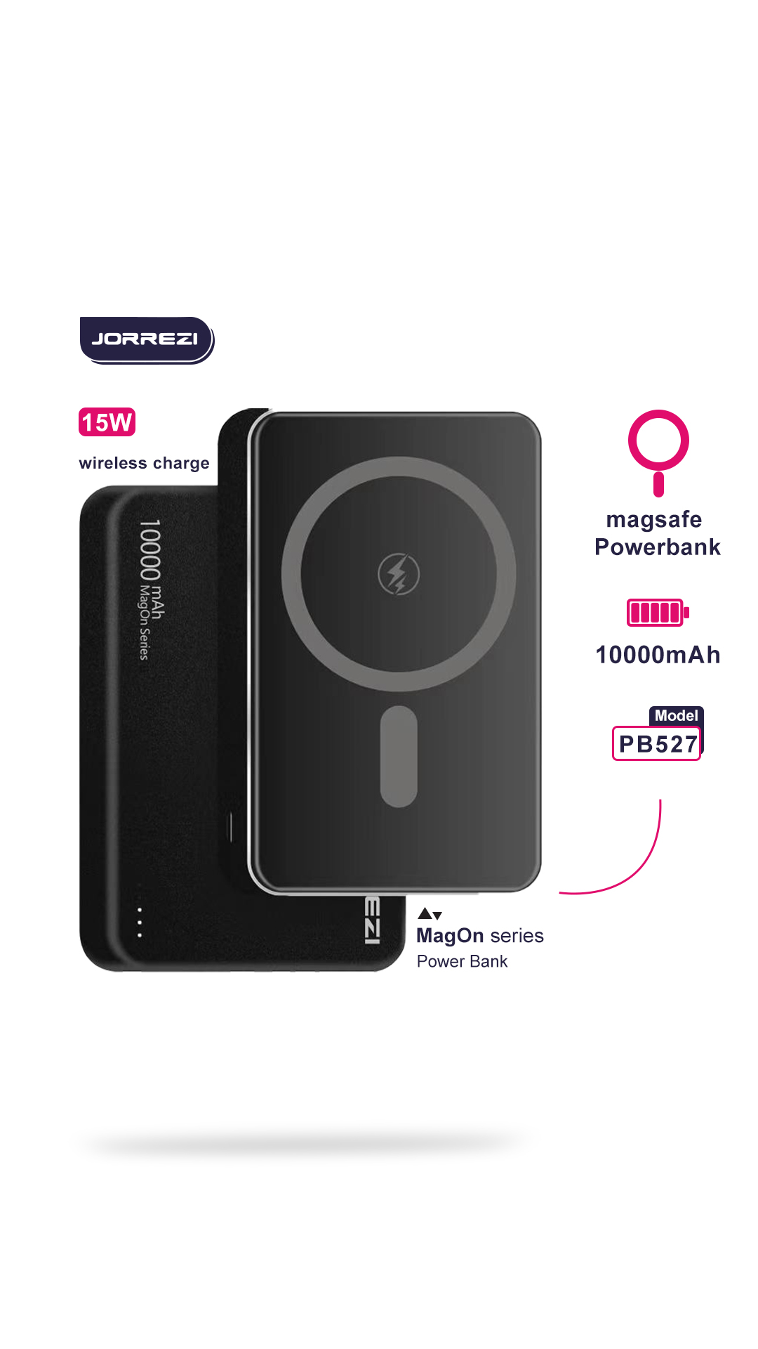 پاور بانک 10 هزار MagOn Series برند JORREZI (کدB9016)
