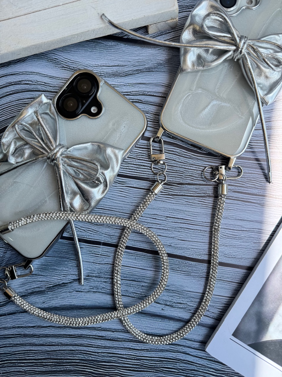 قاب پاپیون نقره ای با بند ژلاتینی (کدC2003) - تصویر 6