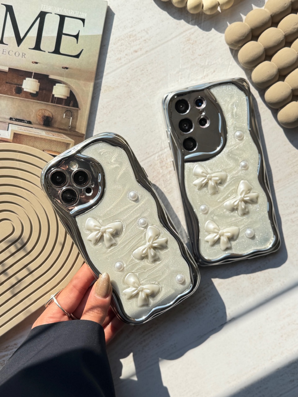 قاب Bow tie رزینی شاینی آیفون و اندروید (کدC1894)