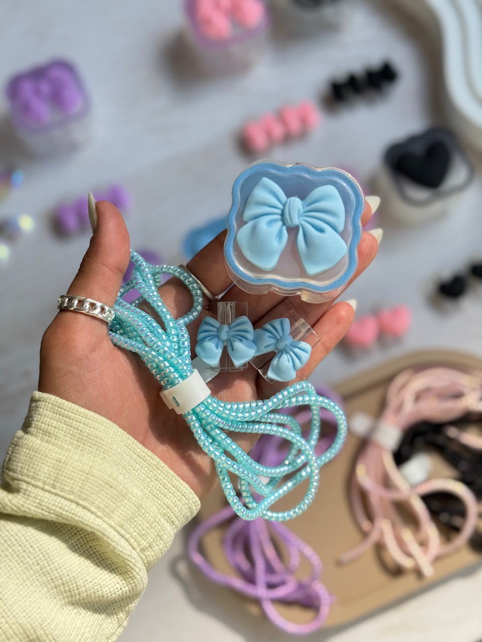 محافظ آداپتور 20 وات آیفون قلب و پاپیون رنگی (4تکه) (کدa0176)