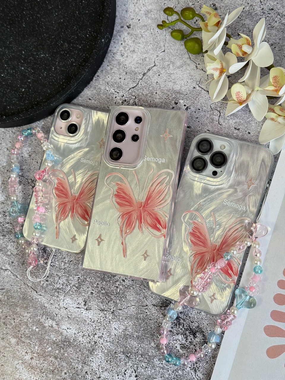 قاب پروانه رز فلای با آویز سامسونگ و شیائومی (کدC2148) - تصویر 2