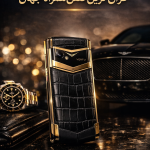 گوشی لوکس Vertu با بدنه طلا و صفحه نمایش یاقوت کبود