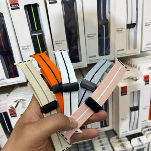 بند سیلیکونی اپل واچ خط دار مدل مگنتی مناسب سایز 38/40/41mm – 42/44/45/49mm