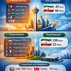 مقایسه سرعت اینترنت کشورها و رتبه ایران در جهان
