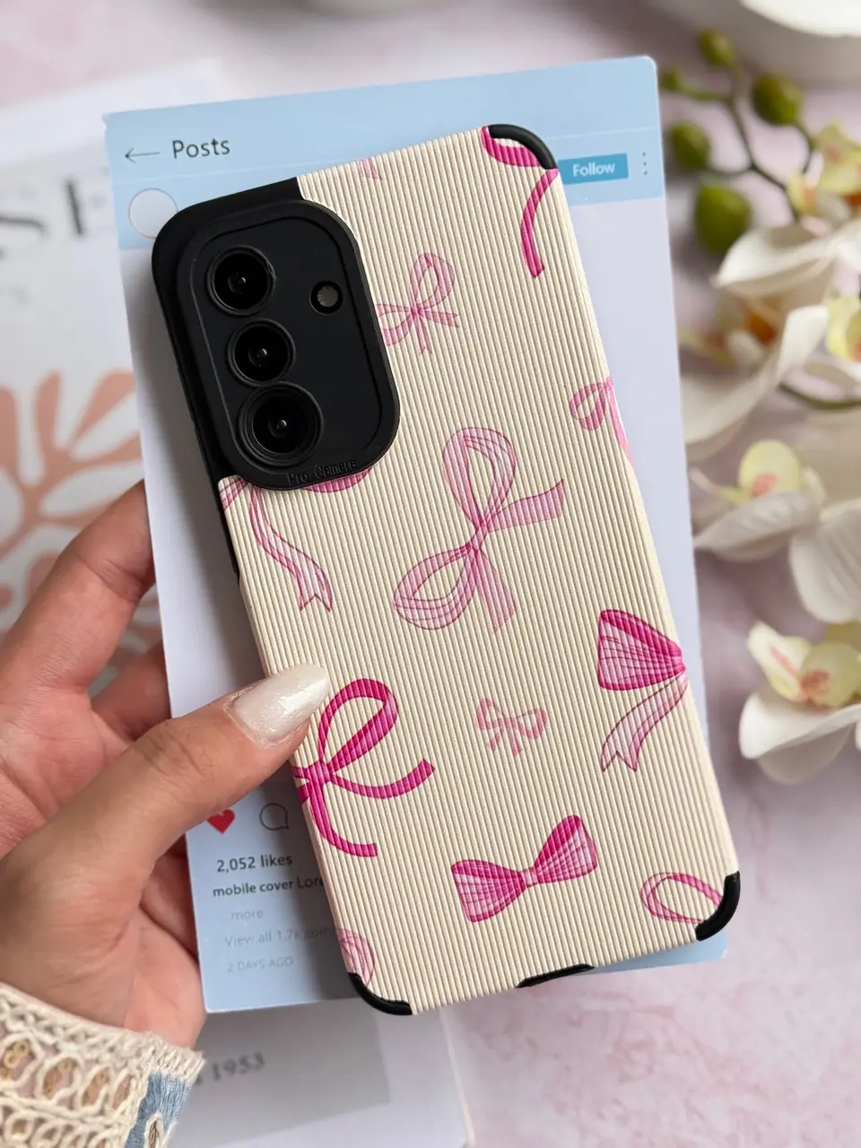 قاب پاپیون صورتی کبریتی آیفون ، سامسونگ ، شیائومی (کدC2207) - تصویر 3