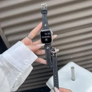 بند اپل واچ Chanel زنجیر کارتیر 2 دور  (کدw5004)